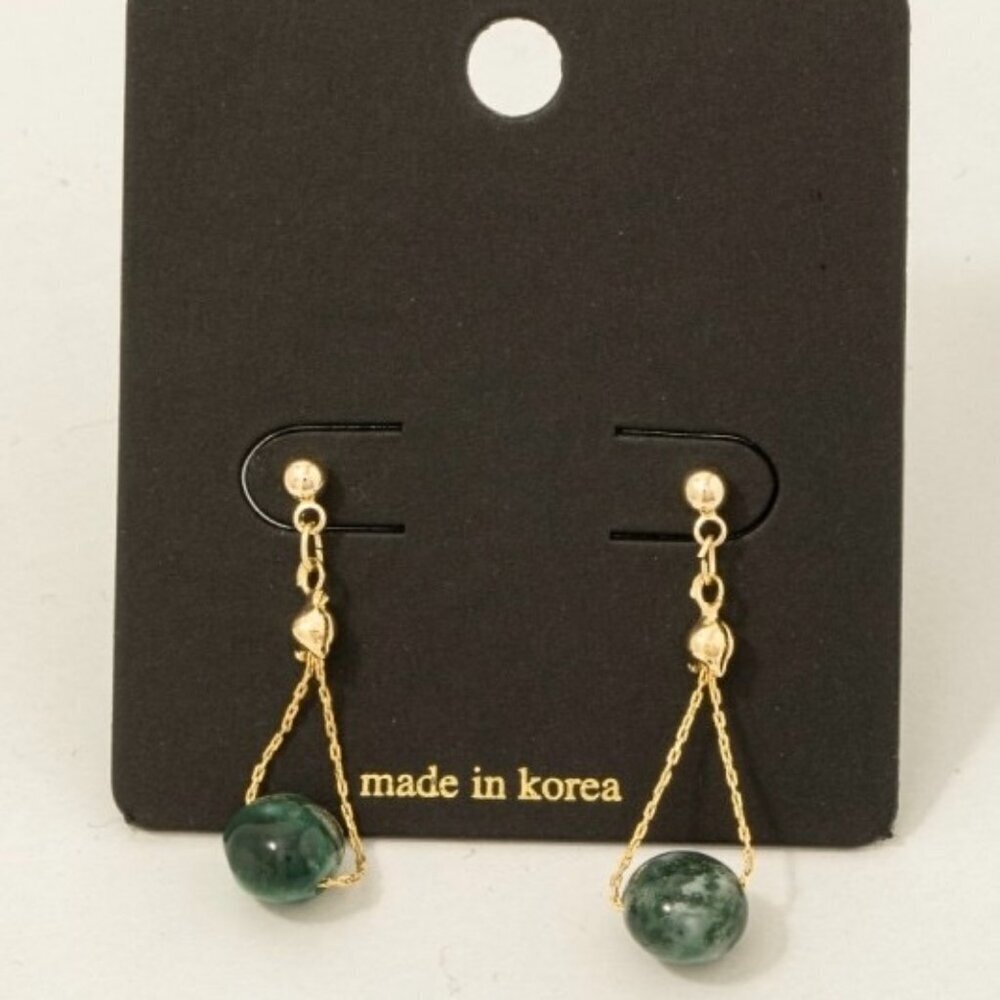 1 Left Clara Green Semi Precious Stone Drop Earrings 25$